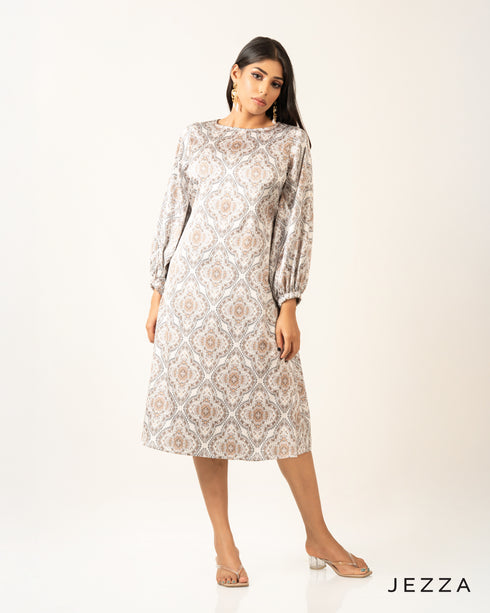Elegant Flow: Satin Below Knee Dress Top 70941